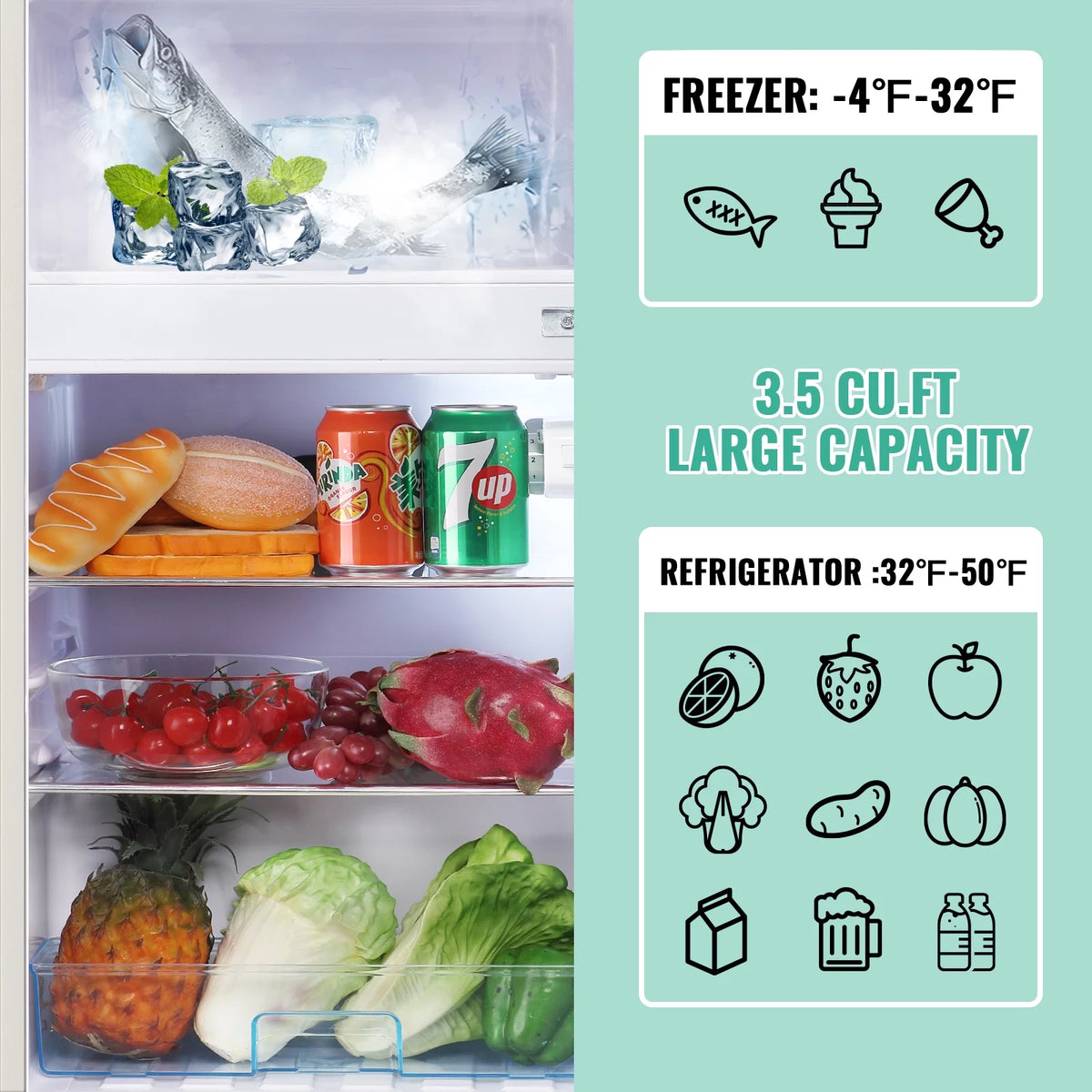 Mini Refrigerator Dual Door Fridge with Handle H456