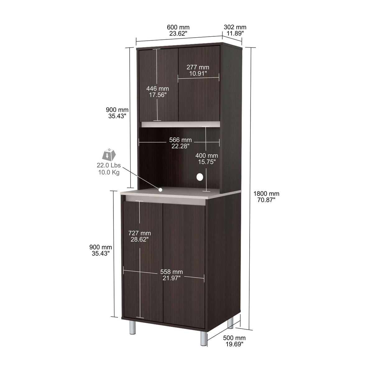 4-Door Cabinet with Open Space O5572