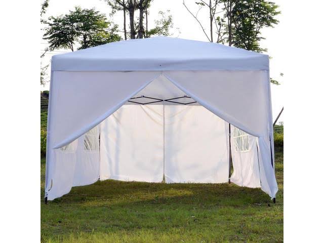 10x20 ft Pop Up Canopy Tent with Sides White R58355