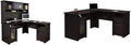 L Shaped Desk with Hutch in Espresso Oak J63349