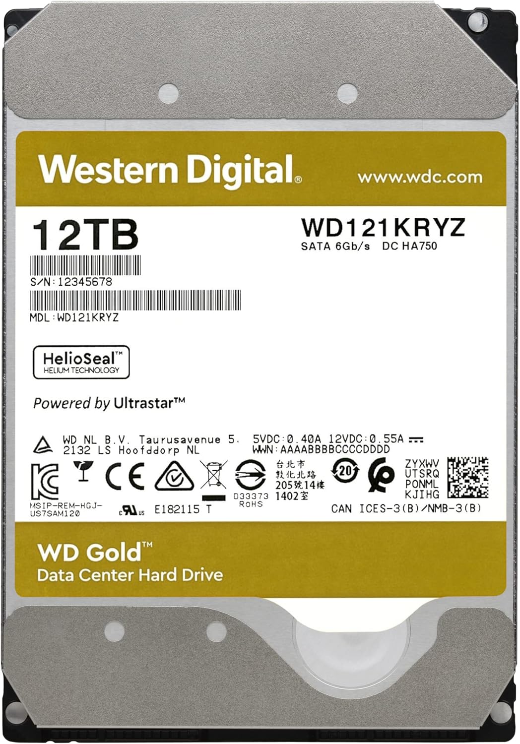 12TB 7200 RPM SATA 6 Gb/s 256 MB Cache 3.5 Internal Hard Drive O3851