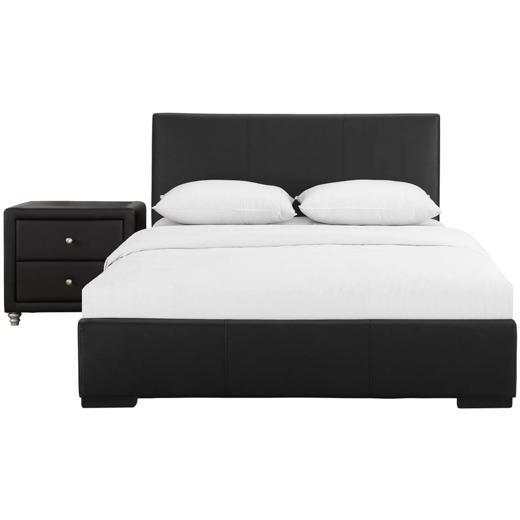 Black Upholstered Full Platform Bedroom Set O32389