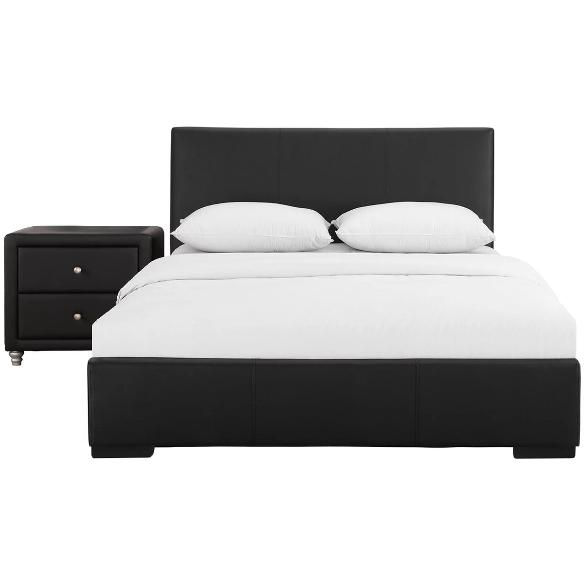 Black Upholstered Full Platform Bedroom Set O32389