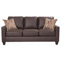 Pinto Brown Faux Leather Square Arm Sofa with Two Accent Pillows S22343