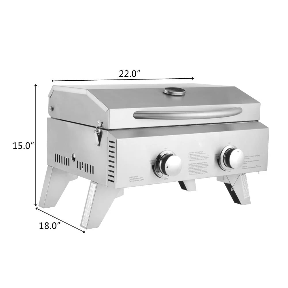Portable 2 Burner Stainless Steel Propane Grill M499