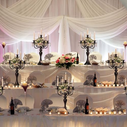 20'' Tall Crystal 5 Arm Candle Holders Set of 4 Black N492361