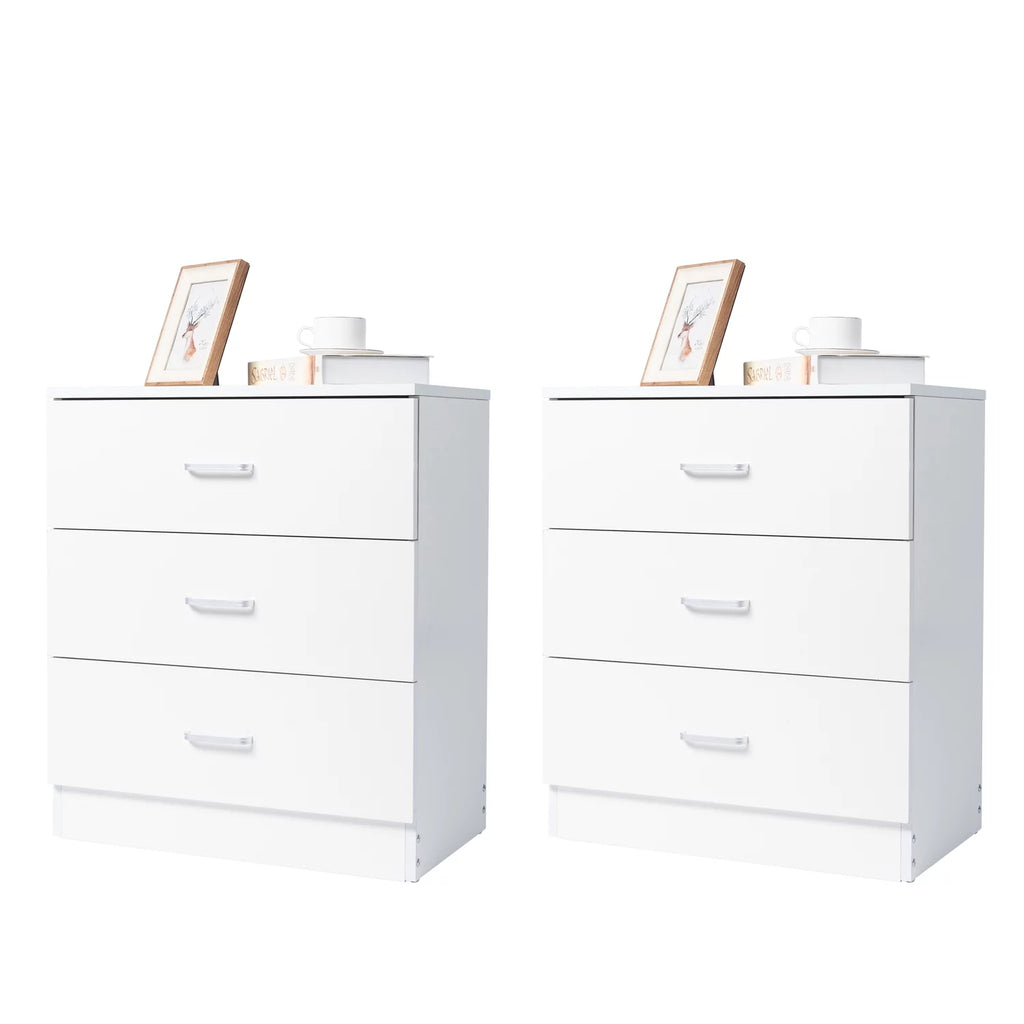 Set of 2 White 3 Drawer Dresser K78042
