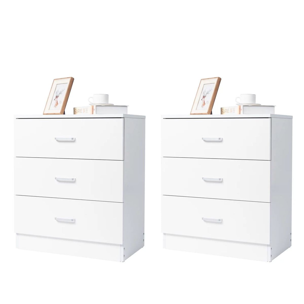 Set of 2 White 3 Drawer Dresser K78042