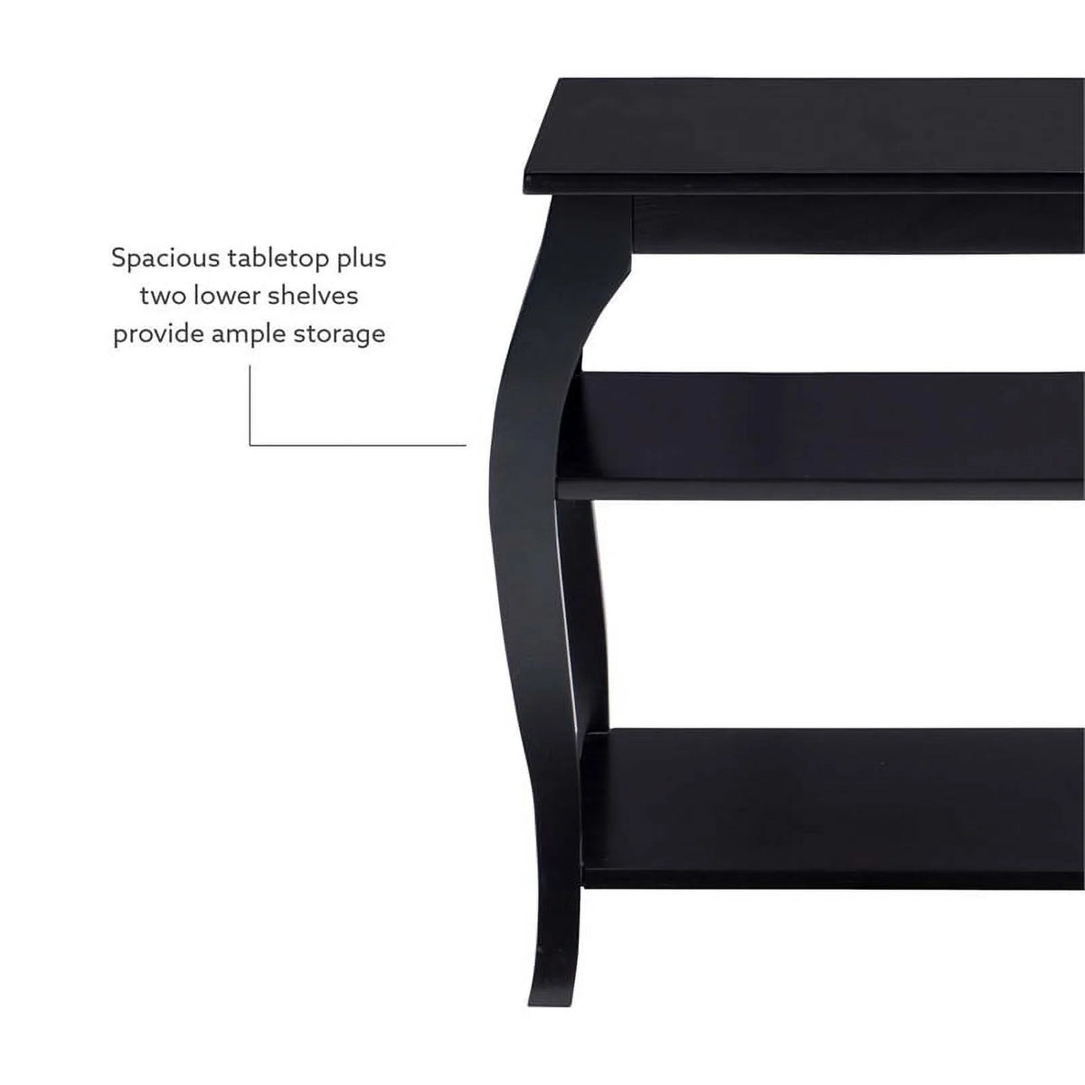 Black Wood Side Table with 2 Shelves S16119