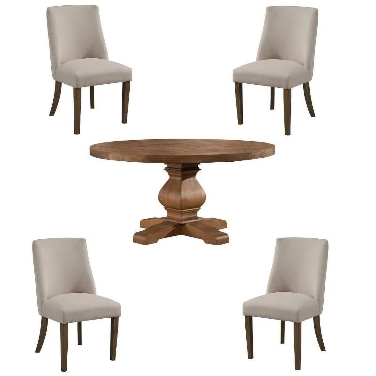 5 Piece Dining Set with Round Table and 4 Chairs W38846
