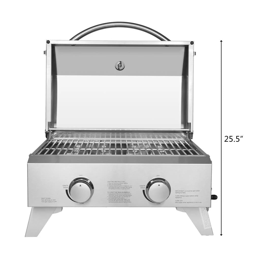 Portable 2 Burner Stainless Steel Propane Grill M499