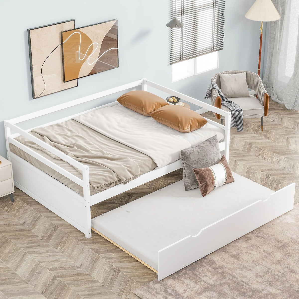 Twin Size Pine Wood Daybed with Trundle Z337