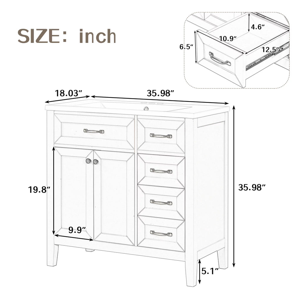 36" Grey Bathroom Vanity with Sink Combo D336