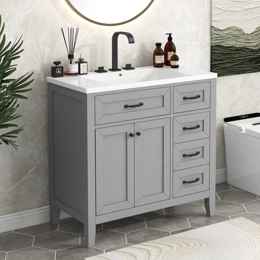 36" Grey Bathroom Vanity with Sink Combo D336
