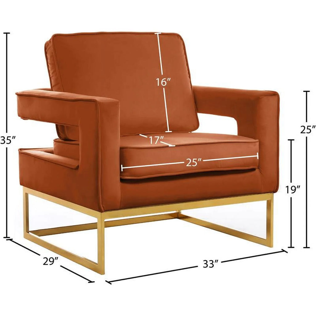 Velvet Accent Chair in Cognac and Gold X7766