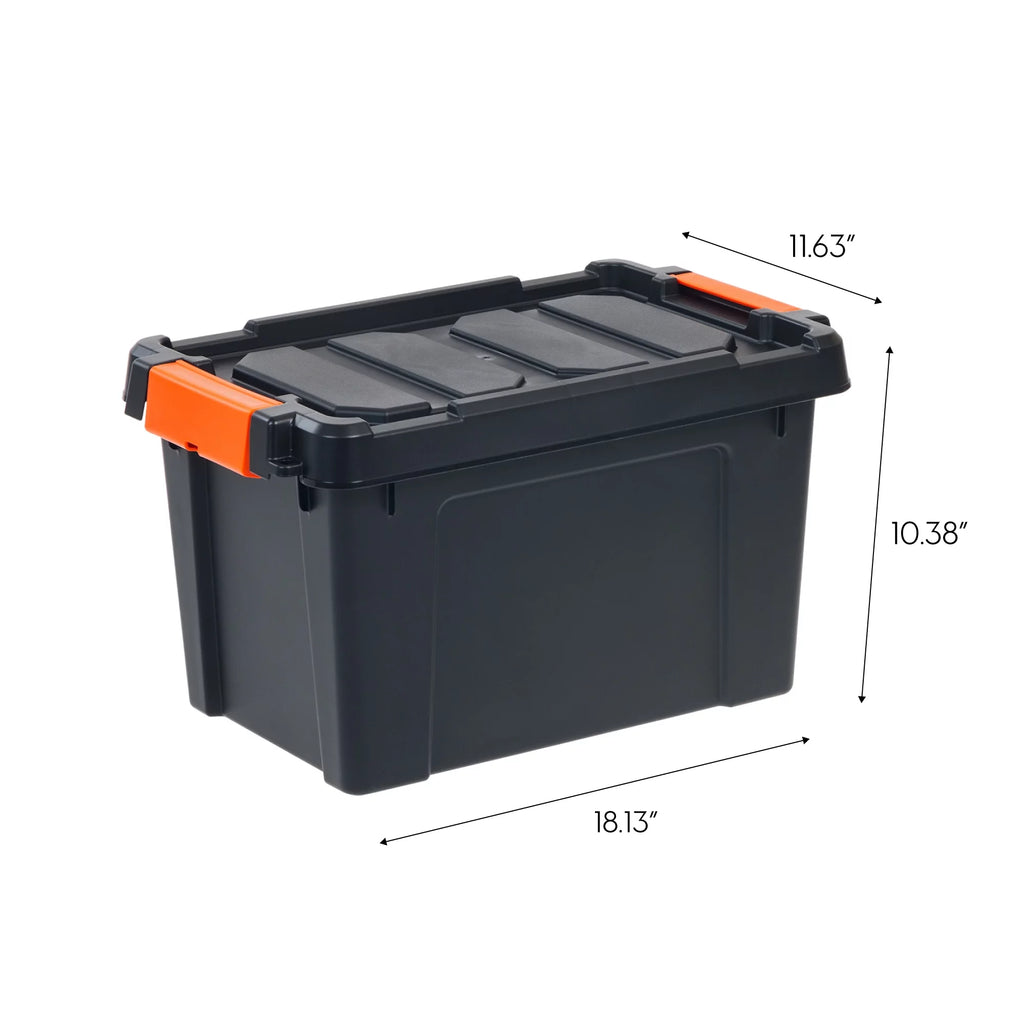 5 Gallon Heavy Duty Plastic Storage Bin Black, Set of 4 W647
