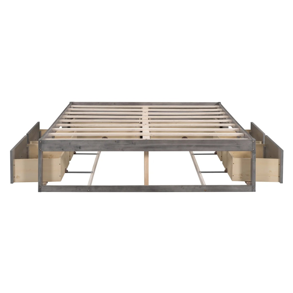 Full Size Wood Captain Bed with 6 Storage Drawers O175