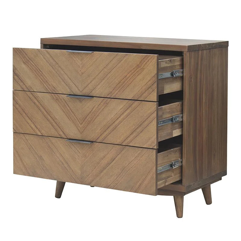 3-drawer Wood Chevron Chest E69881
