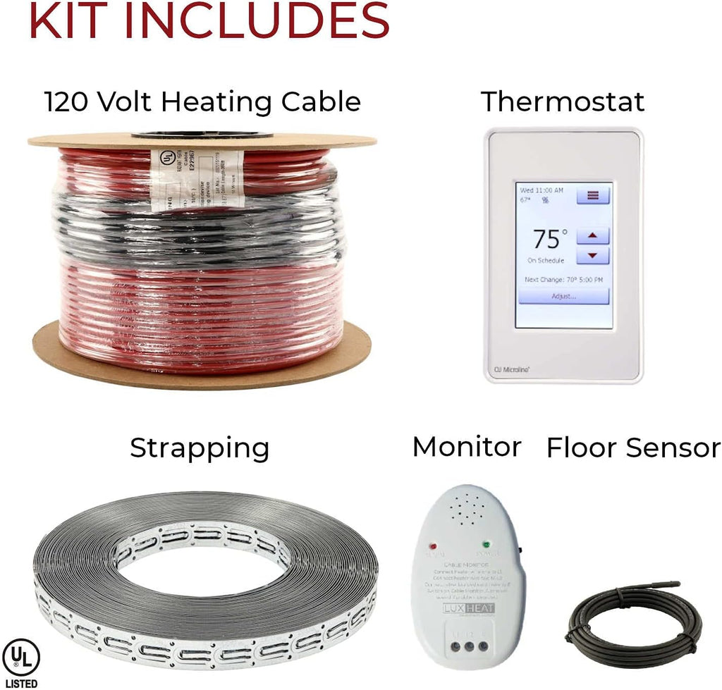 120v Electric Radiant Floor Heating Cable Set with Programmable Thermostat Q1971