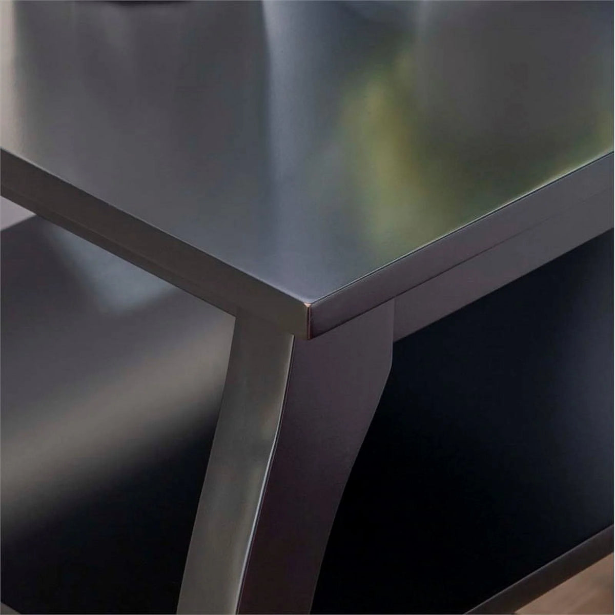Black Wood Side Table with 2 Shelves S16119