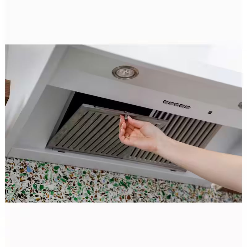 36 in. Smart Wall Mount Hood with Light in Matte White M16460