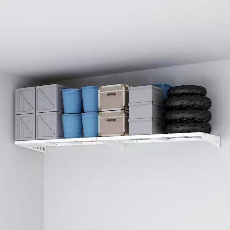 Heavy Duty Wall Shelf with Brackets in White S282