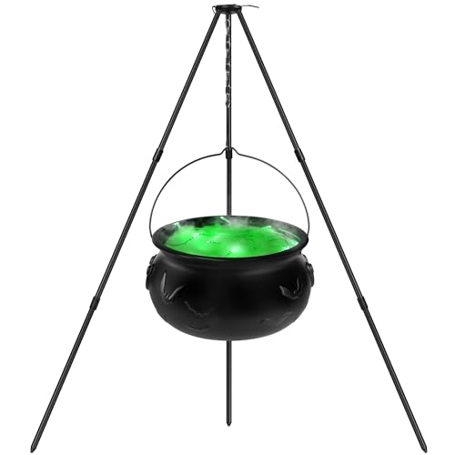 Black Plastic Cauldron with Lights S726464