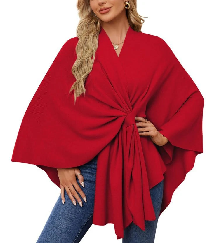 Shawl Wraps Open Front Poncho Sweater T6152
