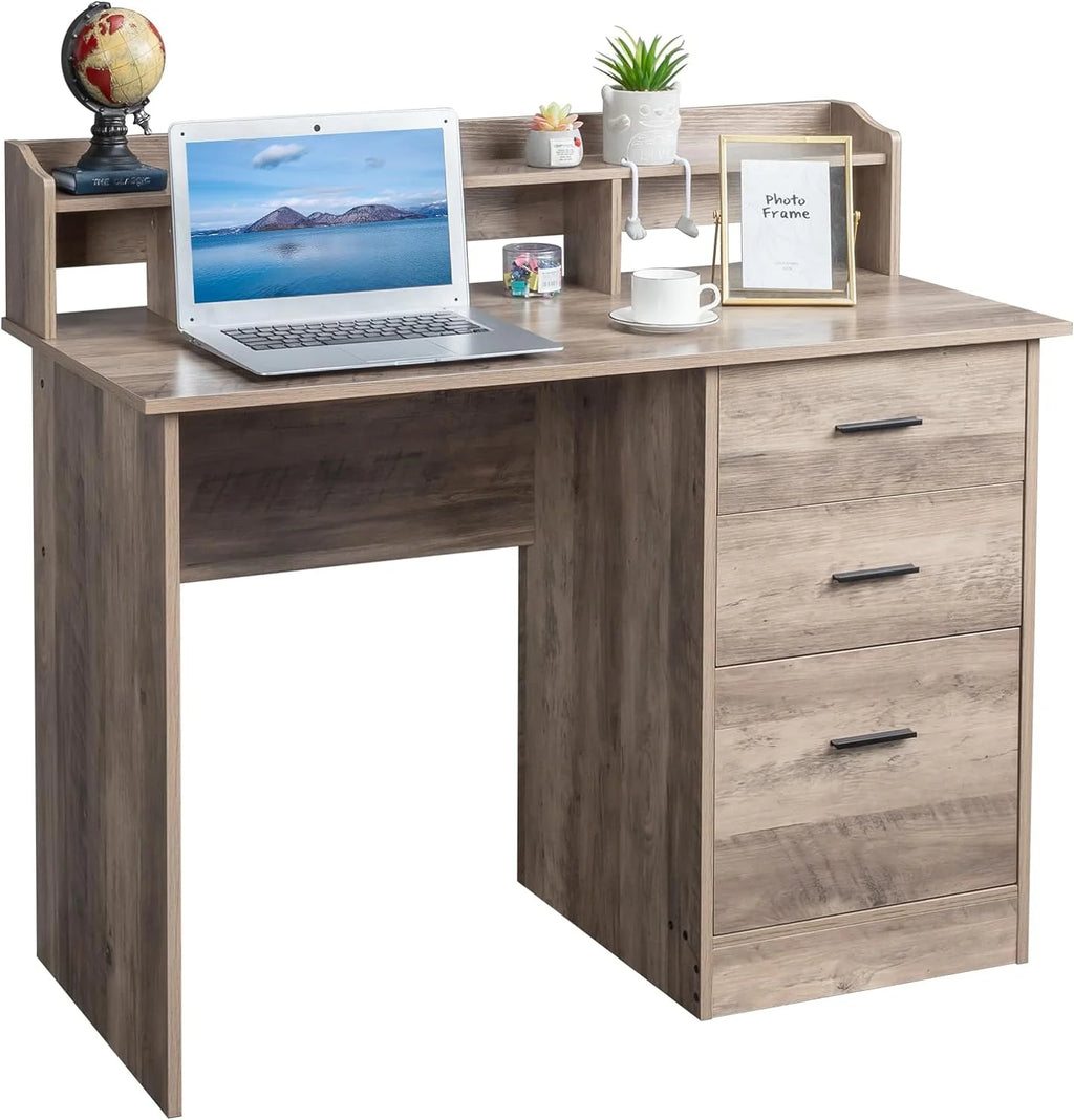 Computer Desk with Drawers & Cabinet Wood Y451396