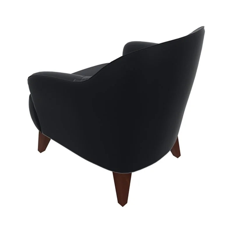 Contemporary Wood & Fabric Armchair in Navy and Walnut A494