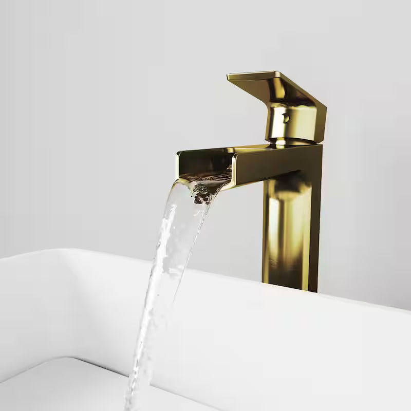 Single Handle Single-Hole Bathroom Vessel Faucet Matte Brushed Gold Q9579