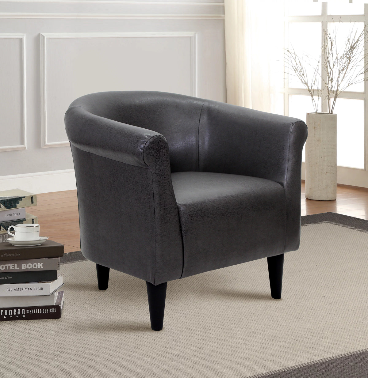 Faux Leather Bucket Accent Chair B2608