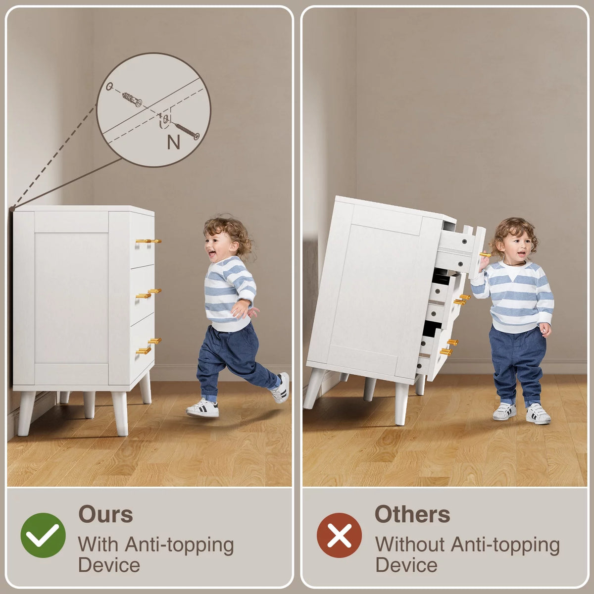 White 6 Drawer Dresser D3463