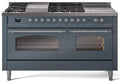 60 Dual Fuel Propane Gas Range Blue Grey Chrome Trim D584500