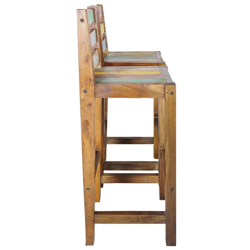 Solid Reclaimed Wood Bar Stools 2 pcs Q9576