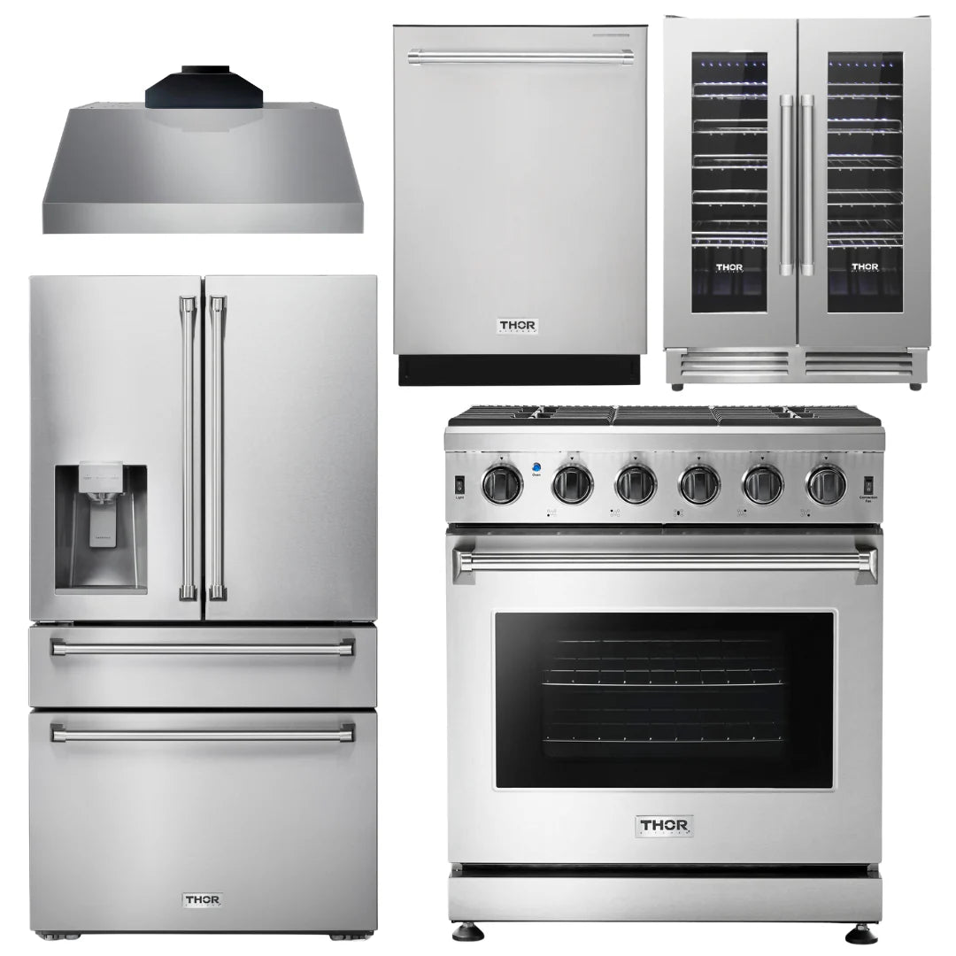 30 Gas Range, Range Hood, Refrigerator, Dishwasher, Wine Cooler I402