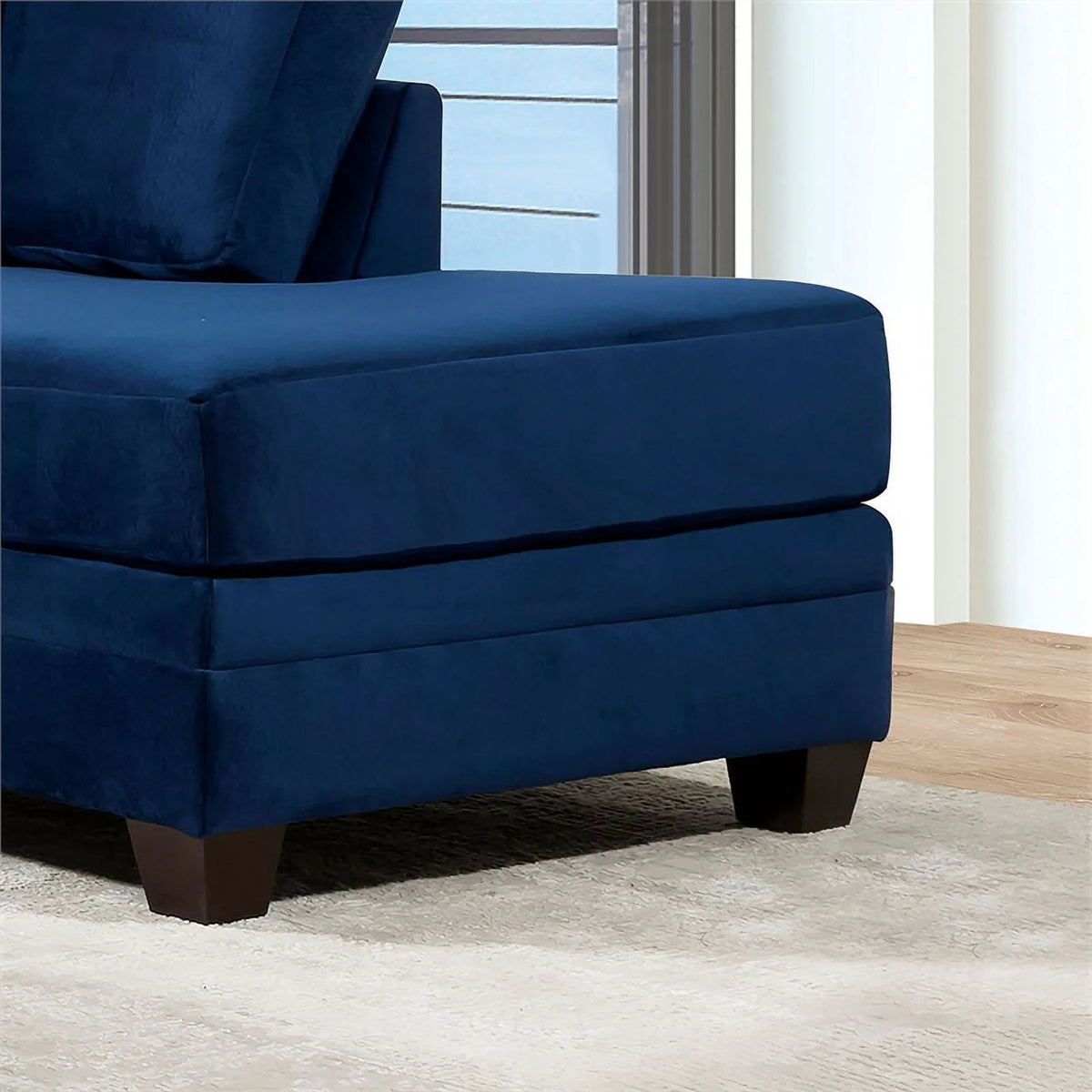 Navy Microfiber L-Shaped Sectional with Ottoman I72401