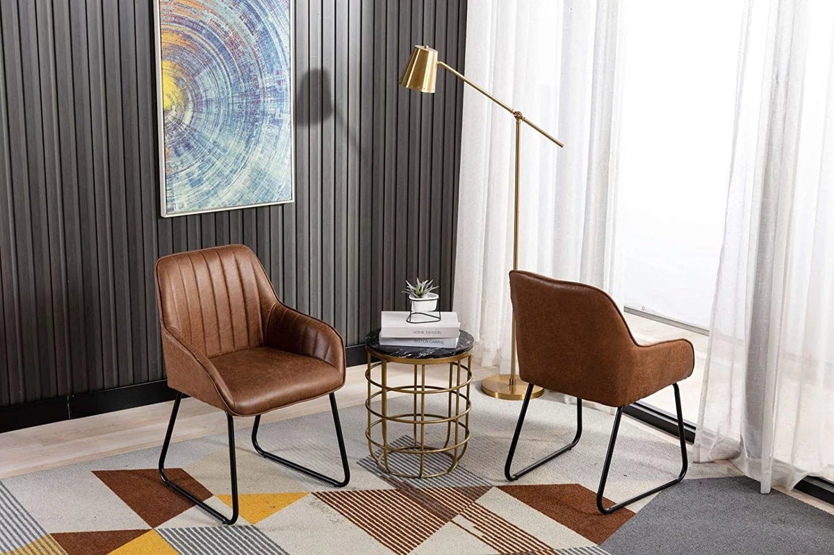 Synthetic Leather Upholstered Dining Chairs Set of 2 E34623