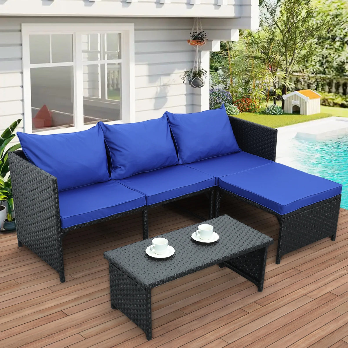 3 Pieces Patio Conversation Set with Coffee Table Q9187