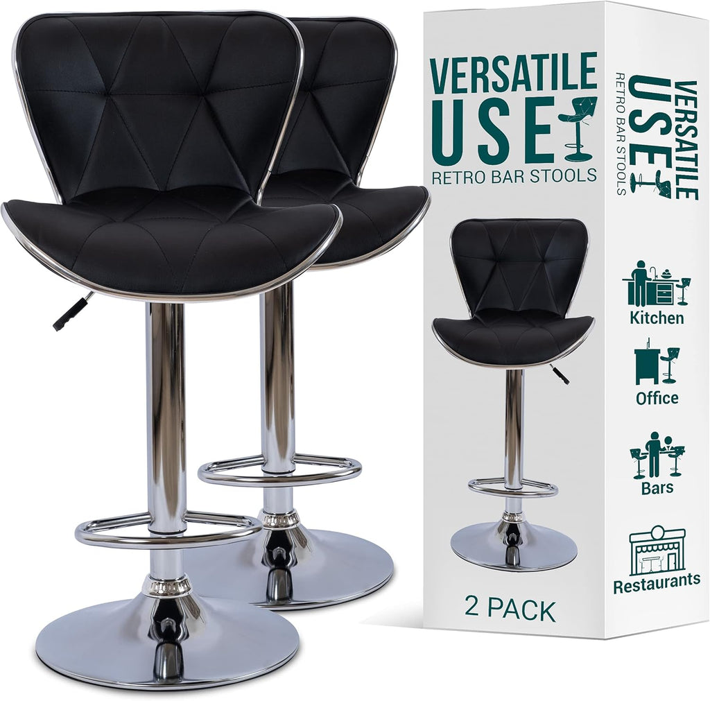 Adjustable White Bar Stools Set of 2 M3949