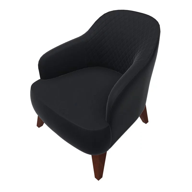 Contemporary Wood & Fabric Armchair in Navy and Walnut A494
