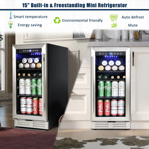 15" Mini Beverage Refrigerator/Wine Cabinet, 120 Cans V77956
