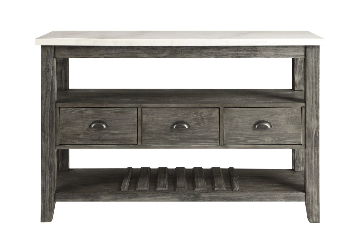 White Marble Gray Oak Server F137797