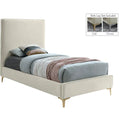 Cream Velvet Twin Bed with Gold and Chrome Legs H72382