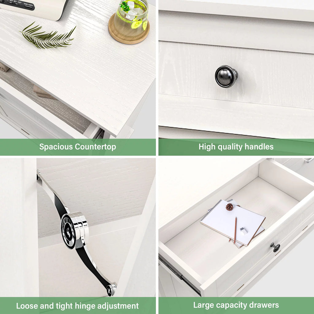 White Free Standing Tilt Out Trash Cabinet with Drawer N66559