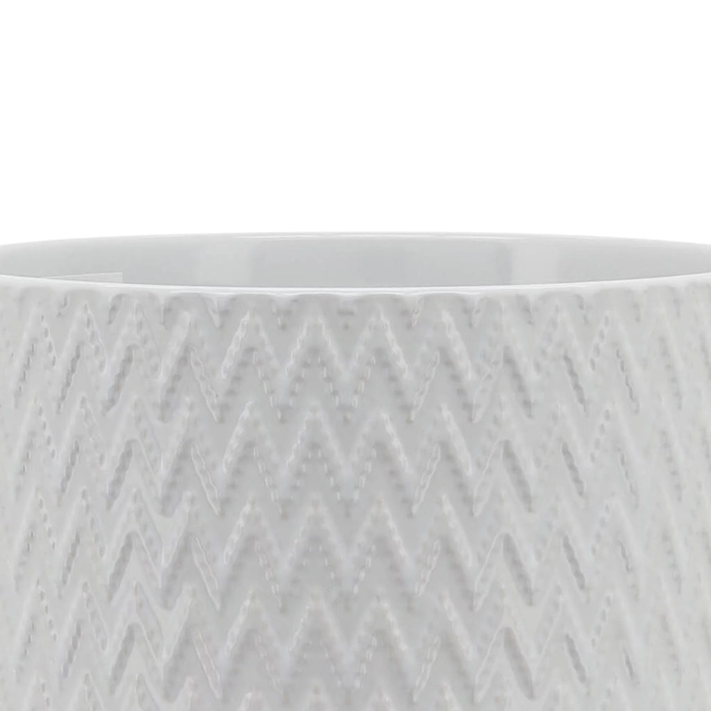 White Ceramic Chevron Planter With Stand G495110
