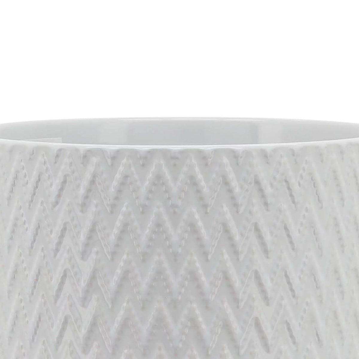 White Ceramic Chevron Planter With Stand G495110