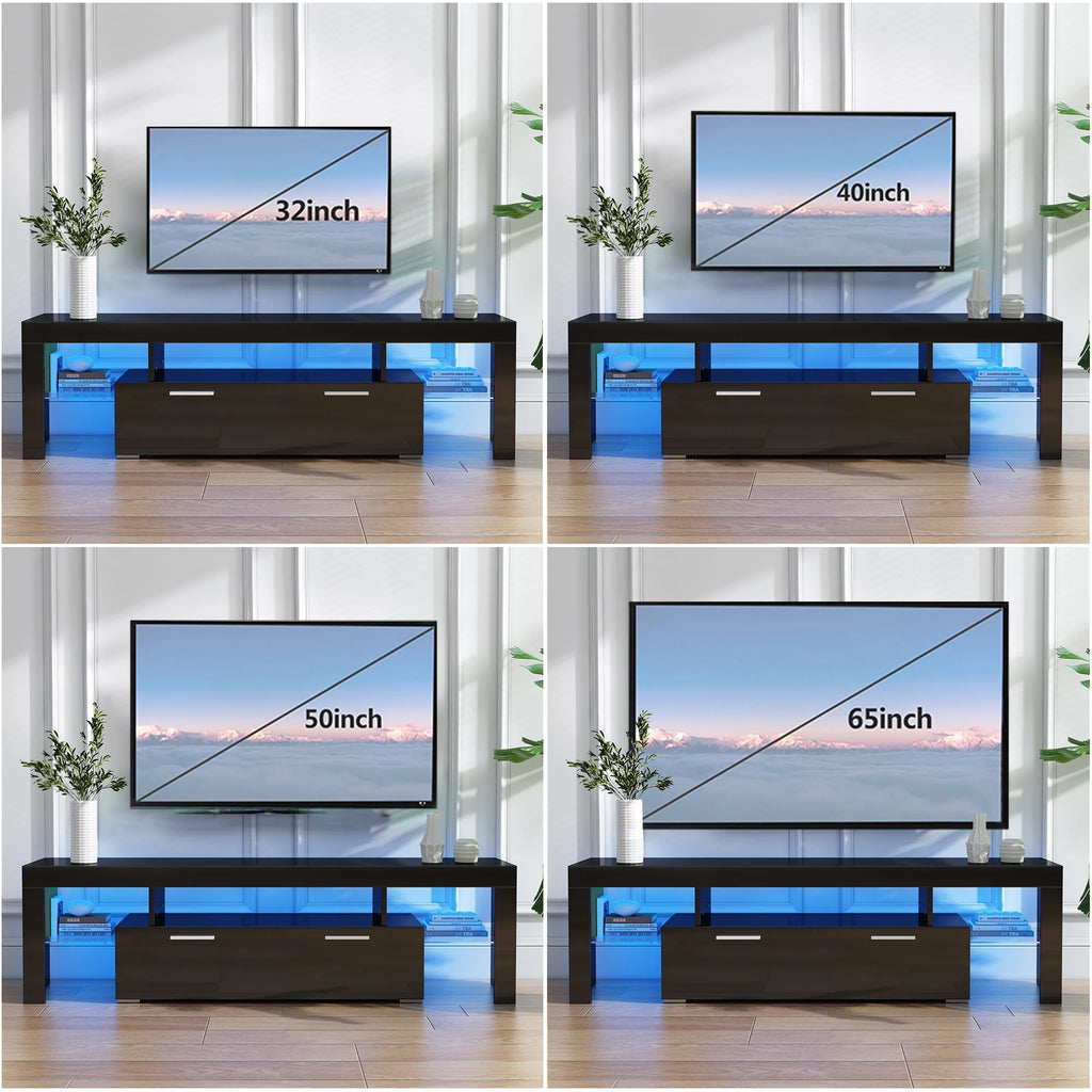 White High Gloss TV Stand with Storage Shelves A983947