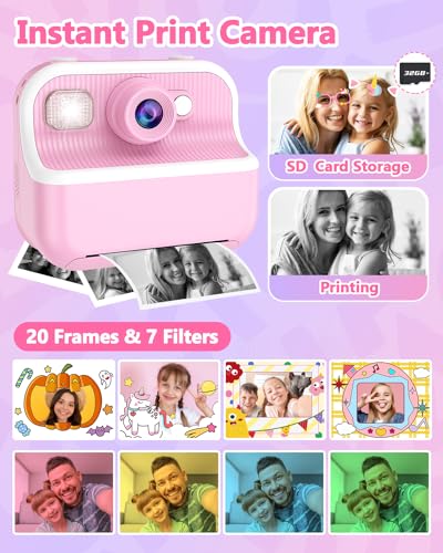 Instant Print Camera for Kids with 32GB SD Card Purple U83185