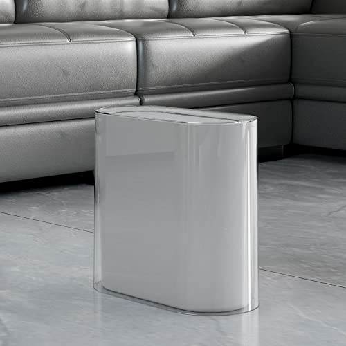 12 Liter White Plastic Trash Can with Press Top Lid F220727